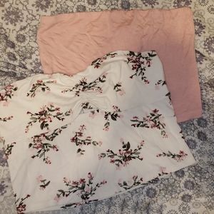 Pretty Girl Medium Light Pink and Floral Tube Tops. Selling Together